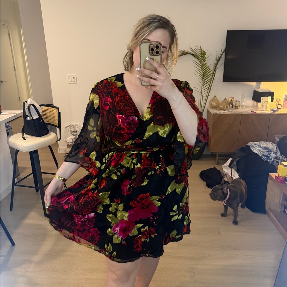 Black and Floral chiffon dress